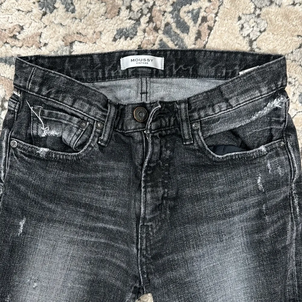 Moussy Vintage Cadet Li Howa Distressed Destroyed Cut off Skinny Ankle Jeans 26 Black - Image 2
