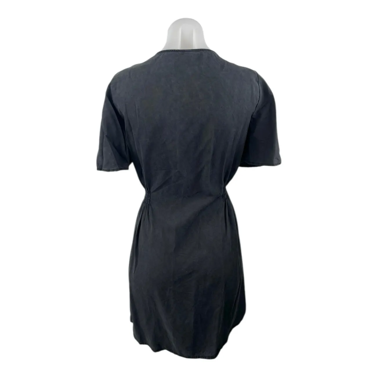 Zara Women's Black V-neck Short Sleeve Button Dow Mini A-Line Shirt Dress Size M - Image 2