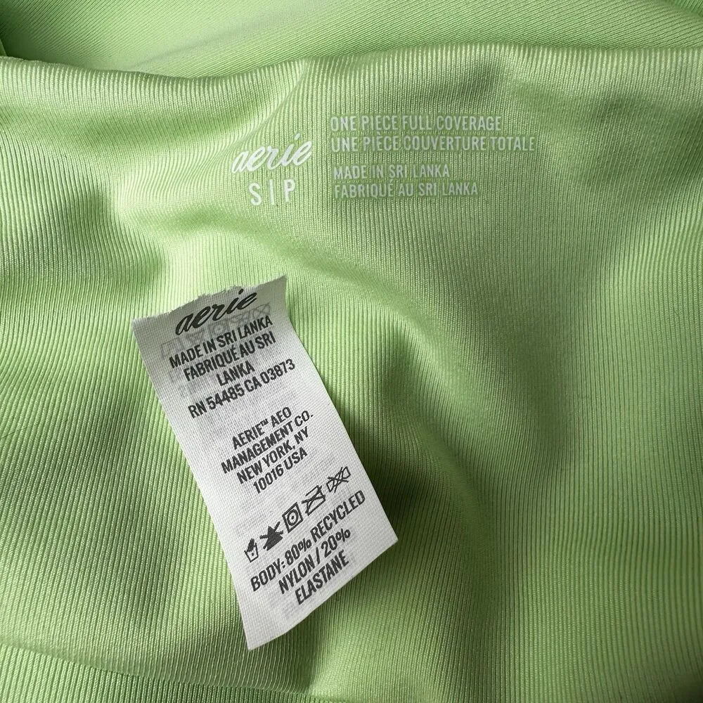 Aerie Pistachio Green One Piece Beaded Open Back Swimsuit Small Beach Vacation - Image 10