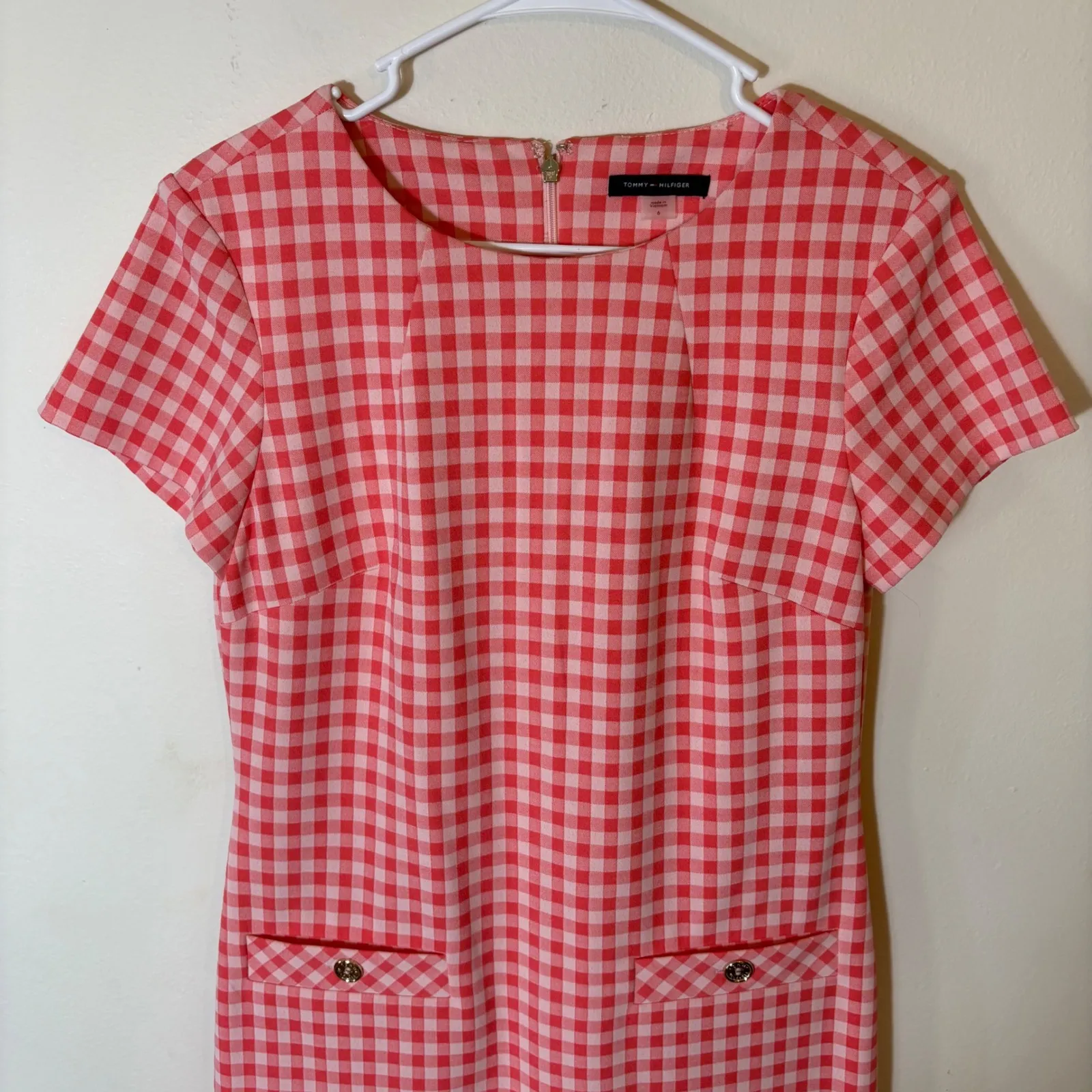 NWT Tommy Hilfiger‎ Pink Gingham Pocket Dress Size 6 - Image 2