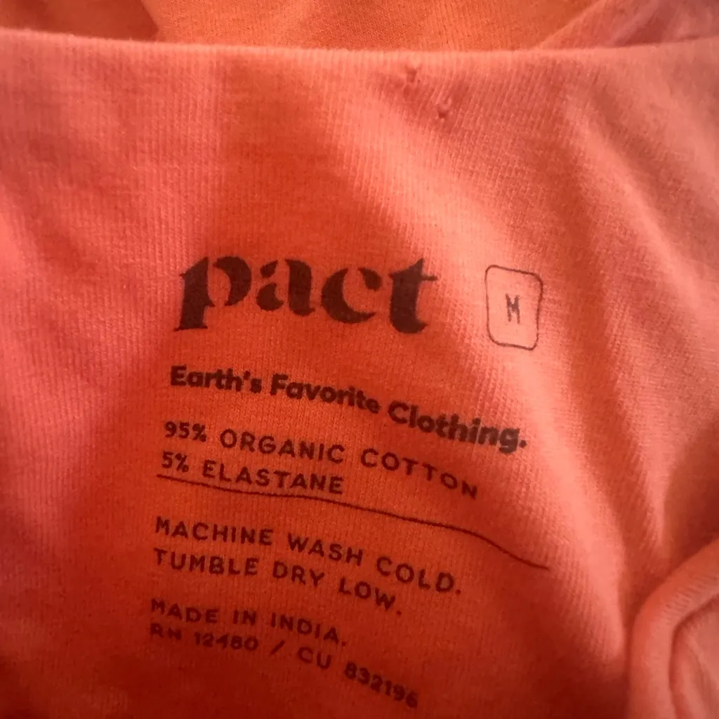 Pact Organic Cotton Coral Mini Tank Dress Sz M Casual Fit & Flare Stretch - Image 7