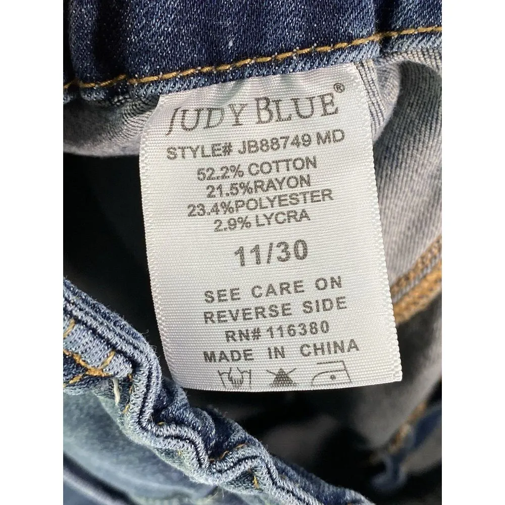 Judy Blue Sz 11/30 High Rise Straight Leg Jean Womens Medium Wash Big Pockets - Image 9