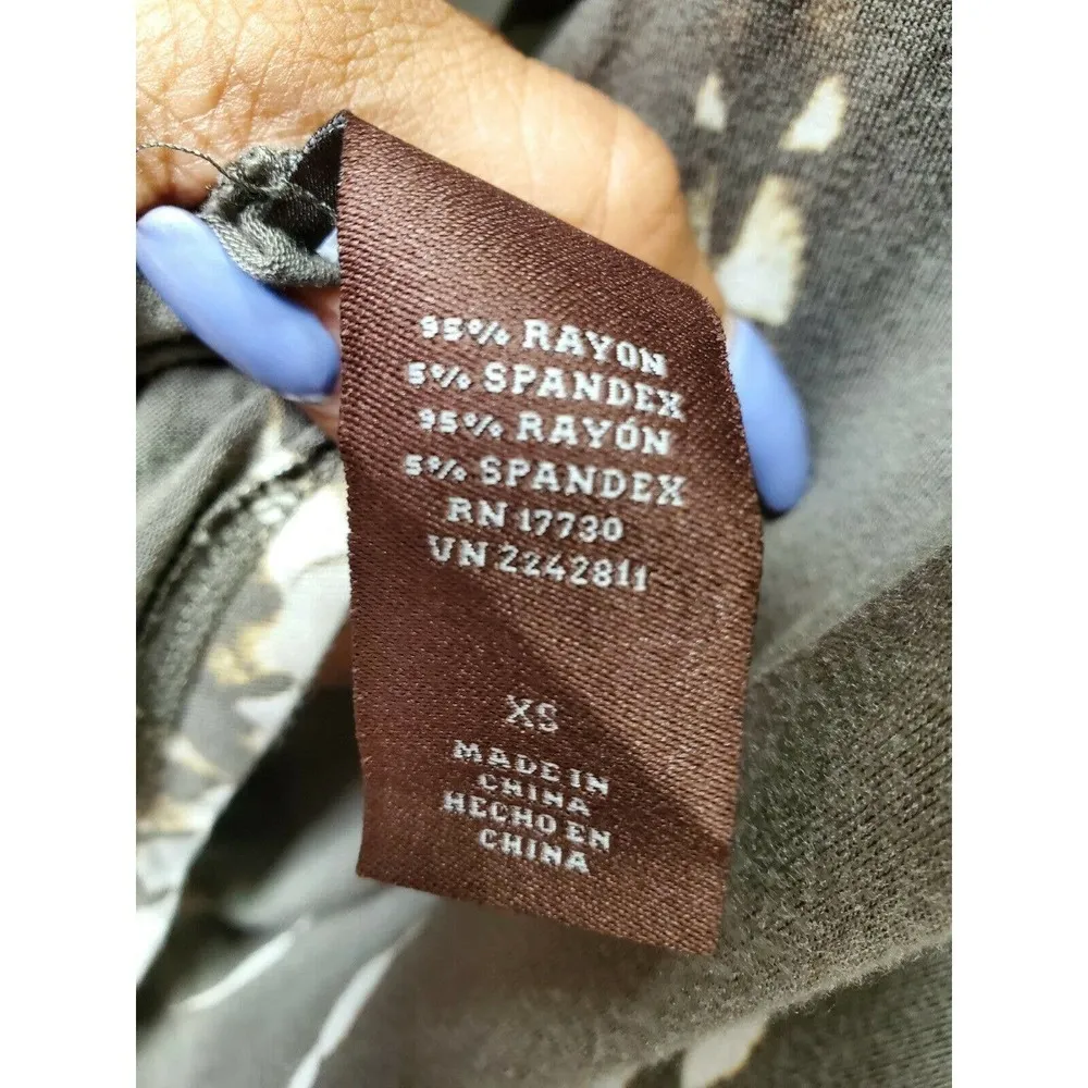 Knox Rose Women's White & Green Rayon Long Sleeve Round Neck Casual Top Size XS - Image 10