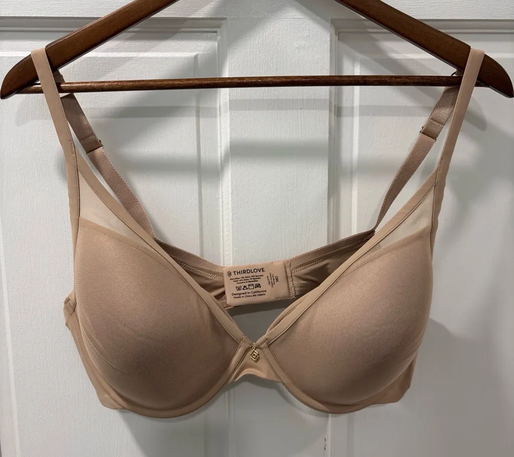 Third love Classic Contour Plunge Bra Smooth Size 38D Taupe Underwire NWOT - Image 1
