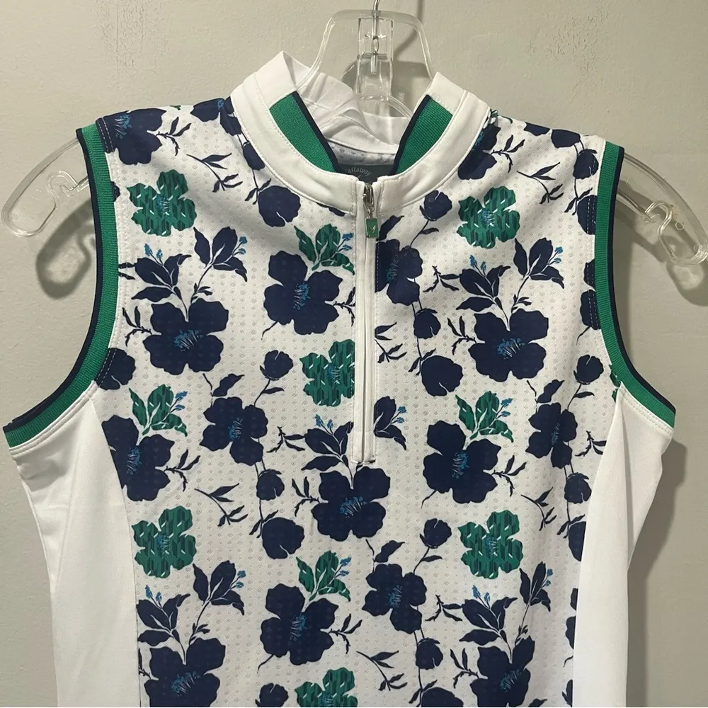 NWT Callaway Women's XS Golf Floral Sleeveless Blue Sleeveless Shirt MSRP $70 - Image 4