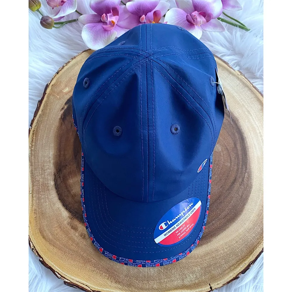 NWT Champion Navy Logo Print Trim Cap - Image 3