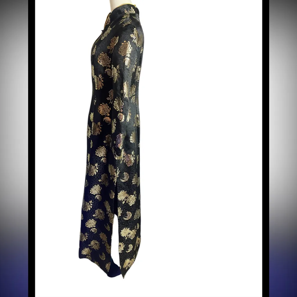 Vtg Cathay Black Gold Metallic
Brocade Cheongsam Qipao Dress
Size 14 - Image 3