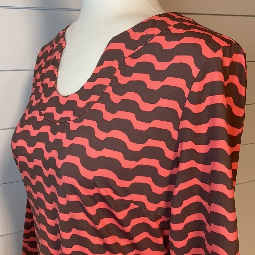 Ellie Kai Brown & Coral Wavy Stripe Dress Size 6 - Image 5