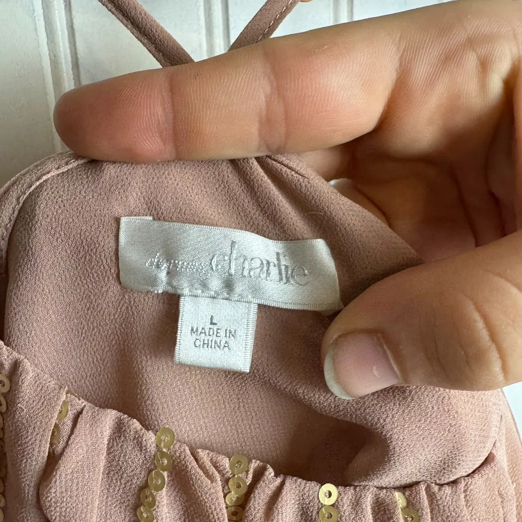 Charming Charlie Pink Sequin Halter Style Lined Top  R25 - Image 3