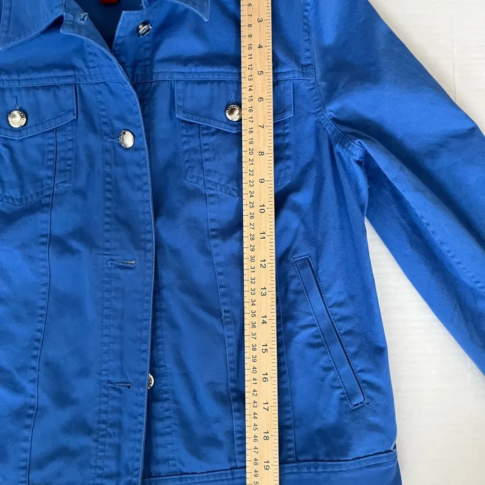 Chaps Jean Jacket Womens, Medium Blue Buttons Flap Pockets Classic Chic Denim - Image 2