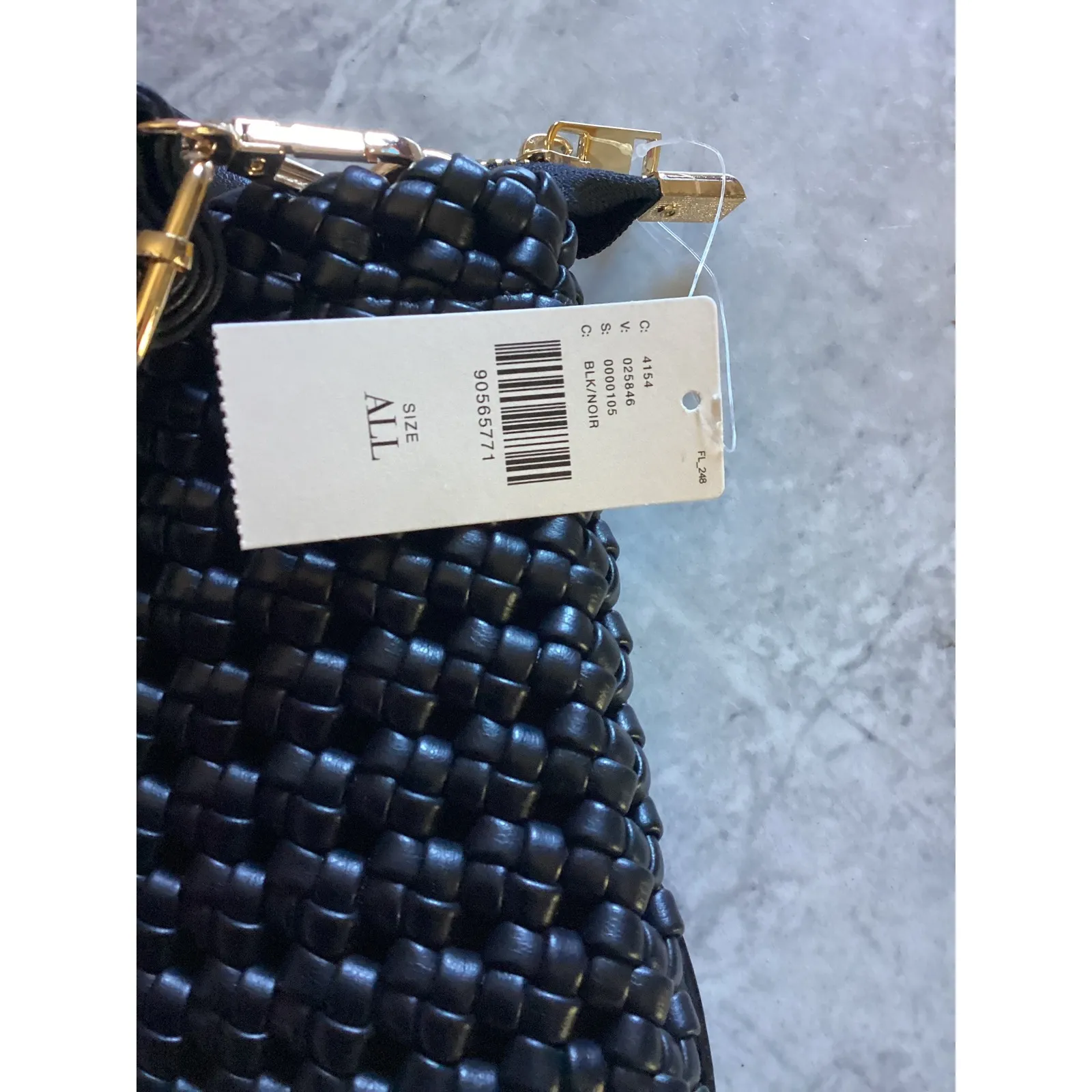 Anthropologie The Kalani Woven Knot Clutch Crossbody Bag Black Faux Leather - Image 7