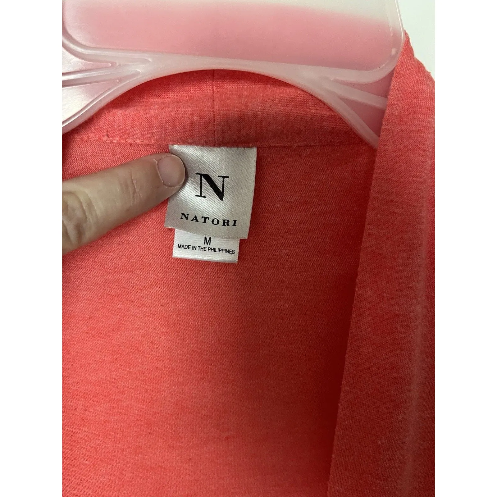 Natori Robe Woman M Coral Belted Tie Stretchy Knit Midi Length - Image 6