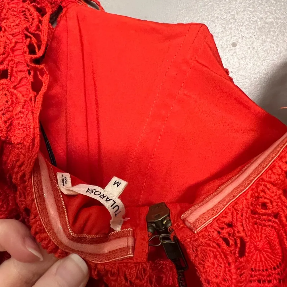 NWT Tularosa Amelia Red Lace Crochet Cropped Off The Shoulder Blouse Top M - Image 8