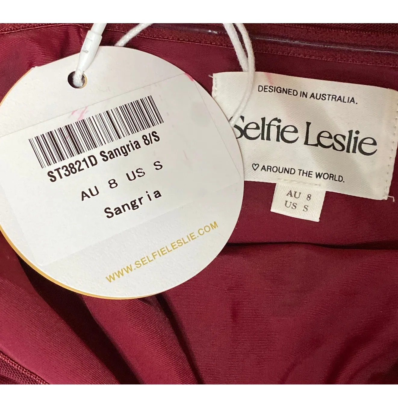 NEW Selfie Leslie After Party Sangria Red Strapless Tube Ruffle Mini Dress Sz S - Image 5