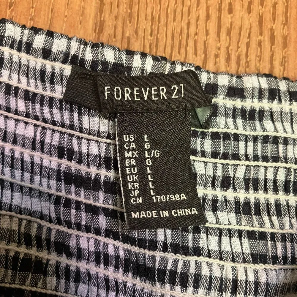 Black and white checkered bralette tie front with straps size large - Image 2