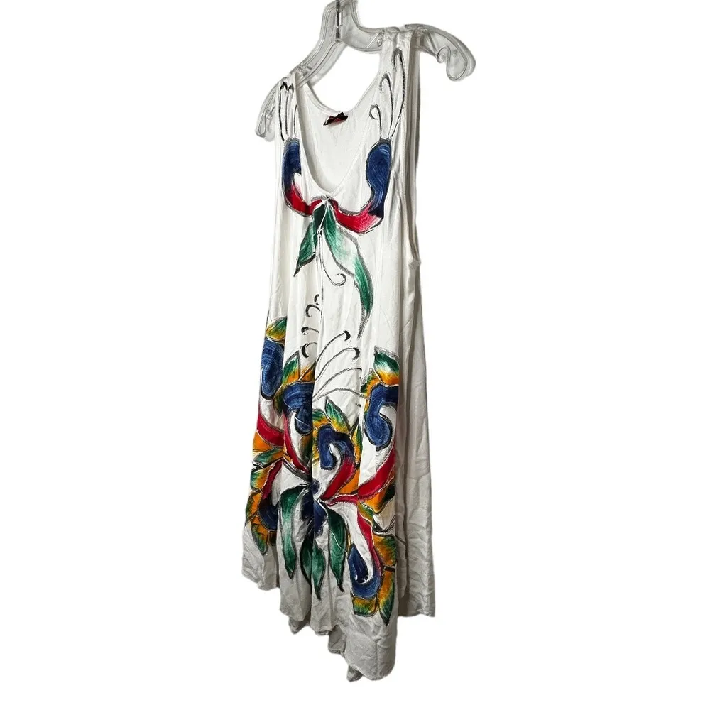 Rayon Colorful‎ Dress White Size M - Image 4