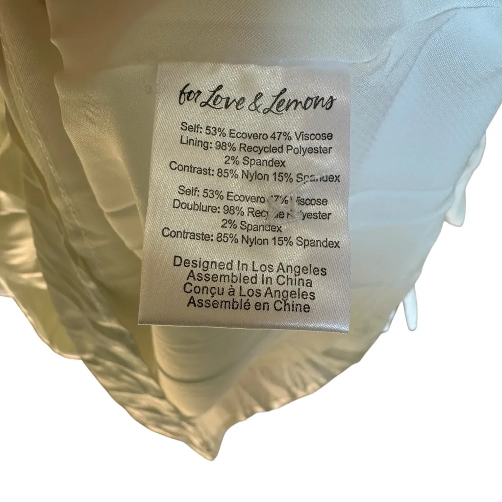 For Love & Lemons White Puff Sleeve Mini Dress Back Tie Satin Bridal Medium NWT - Image 12