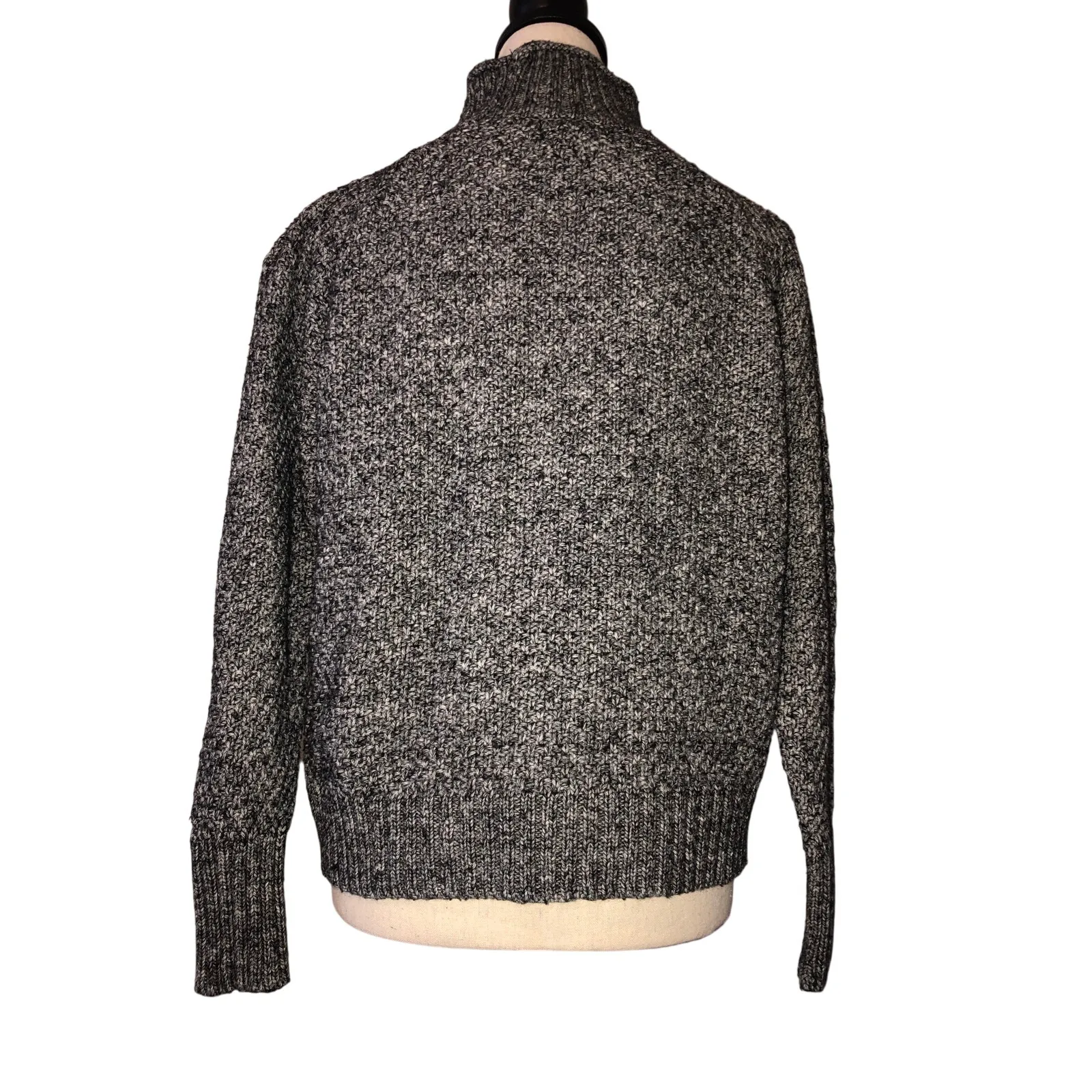 Funnel Neck Sweater Size M Gray Ralph Lauren Chaps Heathered Long Sleeve Cotton - Image 2