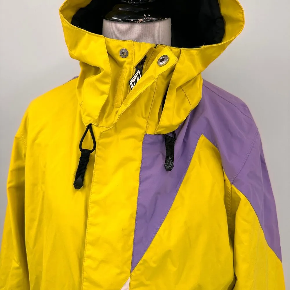 Volcom Yellow & Purple Nylon Snowboarding Skiing Winter Jacket Size Medium - Image 3