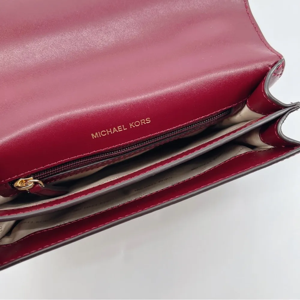 Mott Leather Chain Swag Crossbody Bag in Maroon Includes Dustbag - Image 8