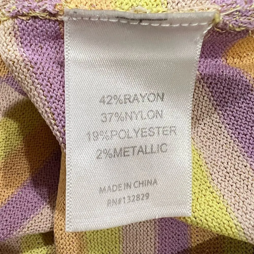 Tularosa Rhythm Beige Purple Yellow Striped Metallic Knit Mini Skirt Women’s XS - Image 3