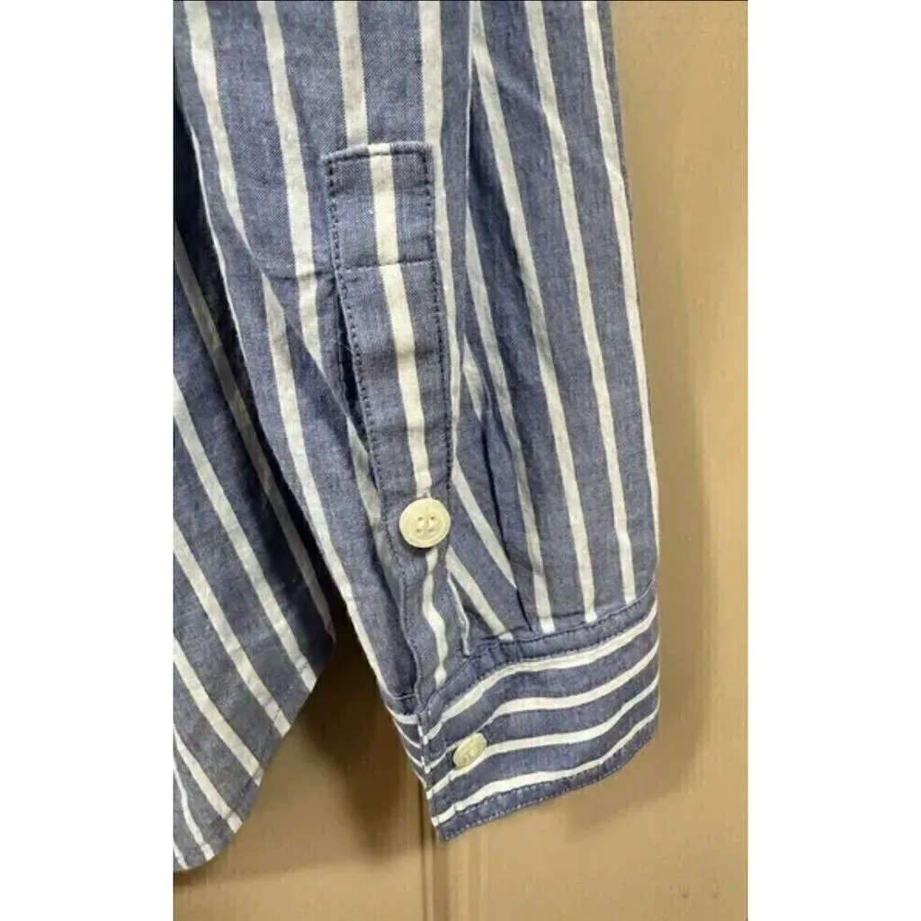 J.Crew Women's Small Blue Striped Button-Up Shirt Long Sleeve Casual - Image 7