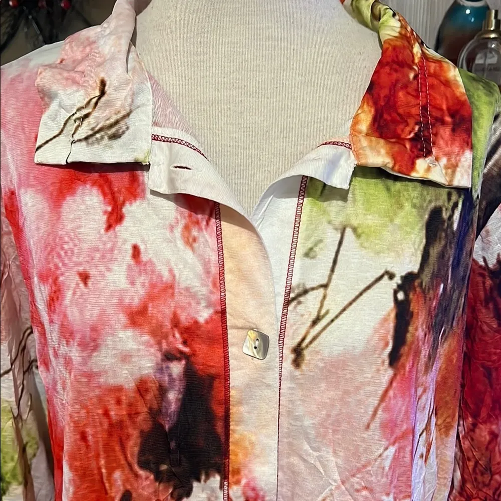 Parsley & Sage Artistic Red and Green Shirt size L Size L - Image 3