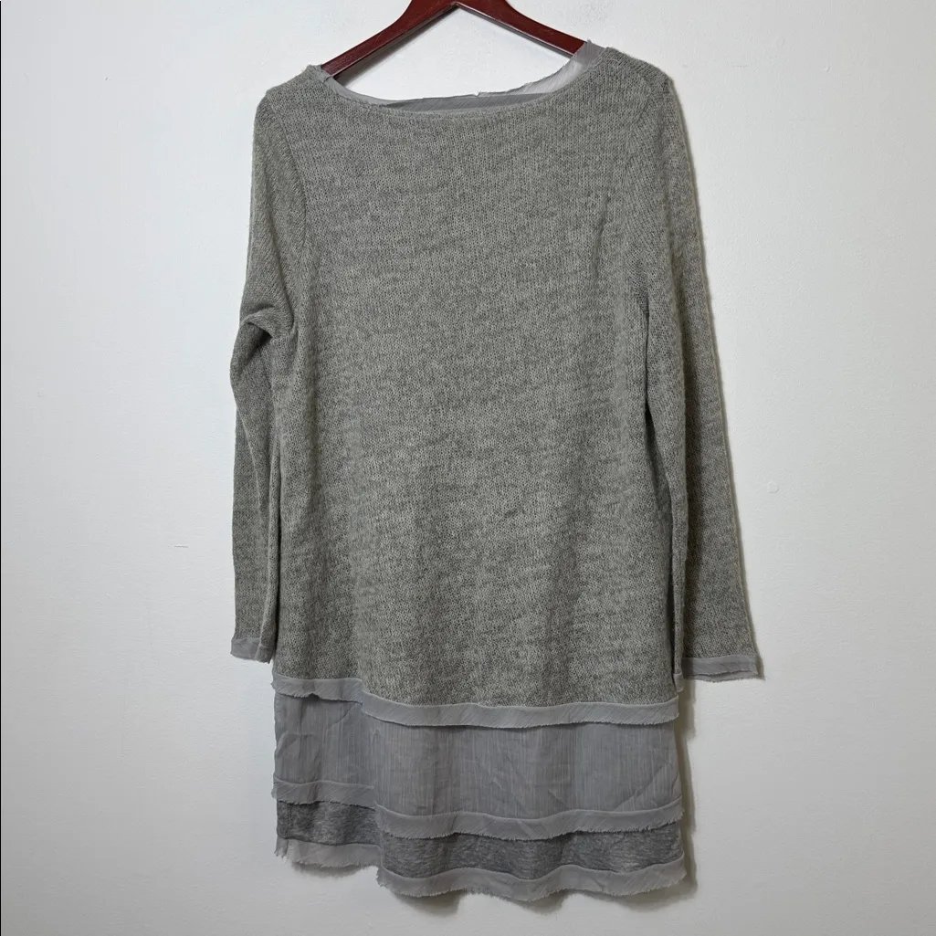 Easel anthropology Heather Gray Layered Tunic Top sz L - Image 5