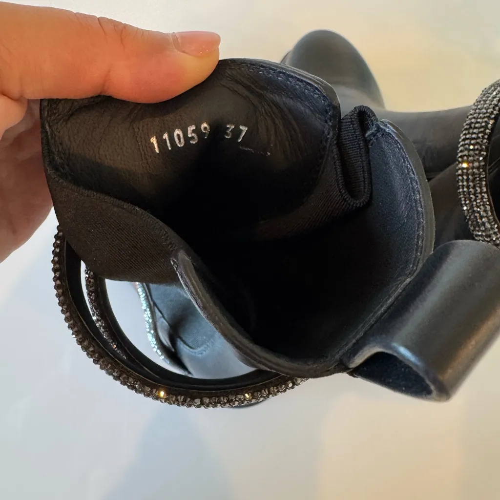 Rene Caovilla Cleo Shimmery Chelsea Boots Black Leather Size EU 37 - Image 7