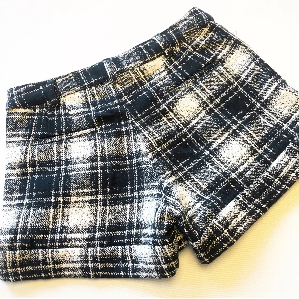 MNG Mango Plaid High Rise Mini Shorts - Image 7