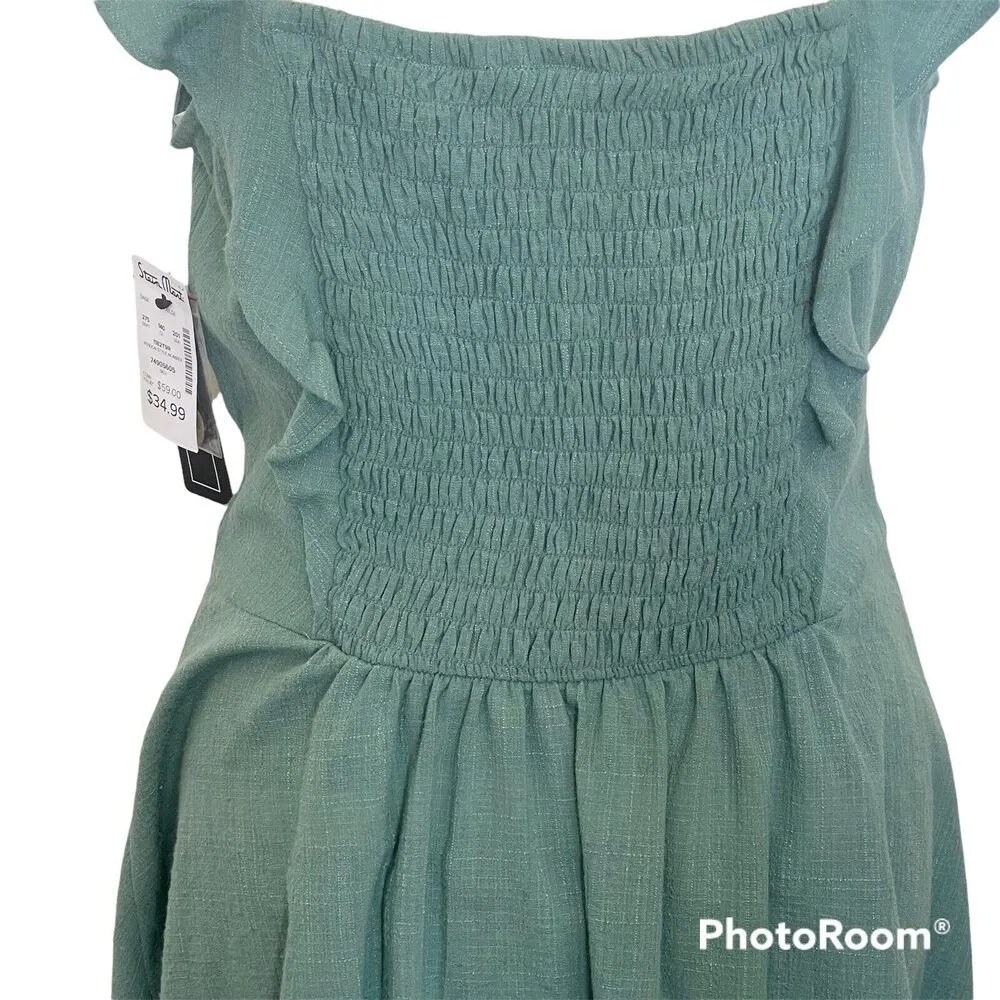 A. BYER Womens Dress Size XL Ruffle Smocked Mini CoastalCow Girl Cottagecore - Image 8