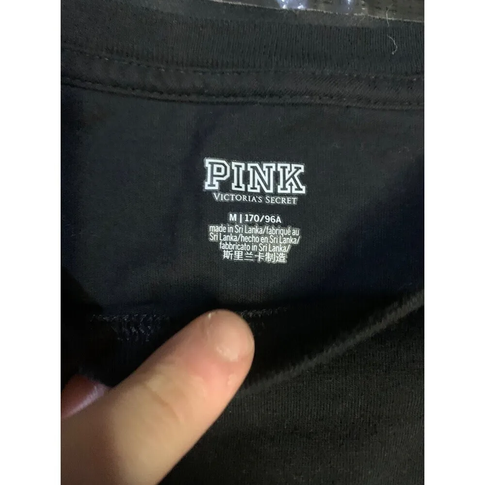 Victorias Secret PINK  BLING OVERSIZED LONG-SLEEVE CAMPUS TEE SZ M - Image 2