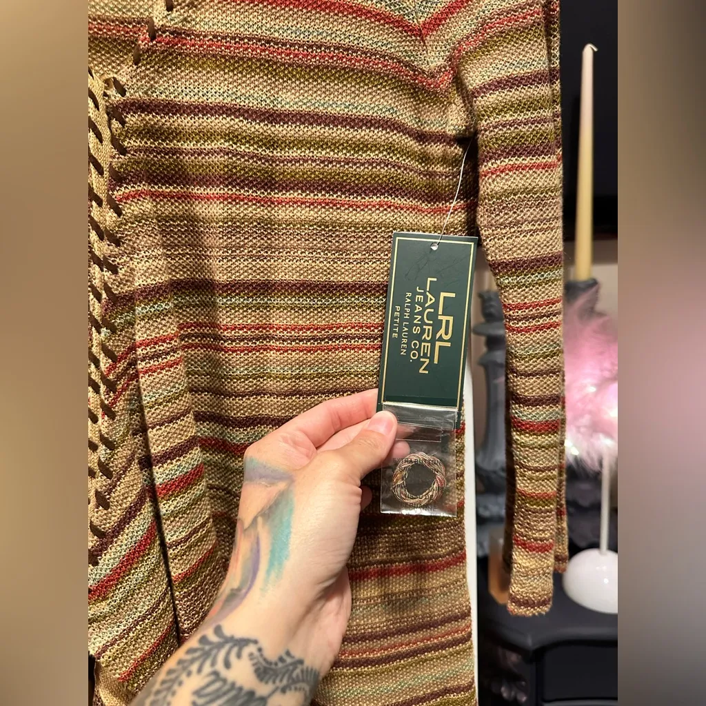 NWT LRL Lauren Jeans Co. Ralph Lauren Petite Multi Color Wrap Knit Sweater Size undefined - Image 2