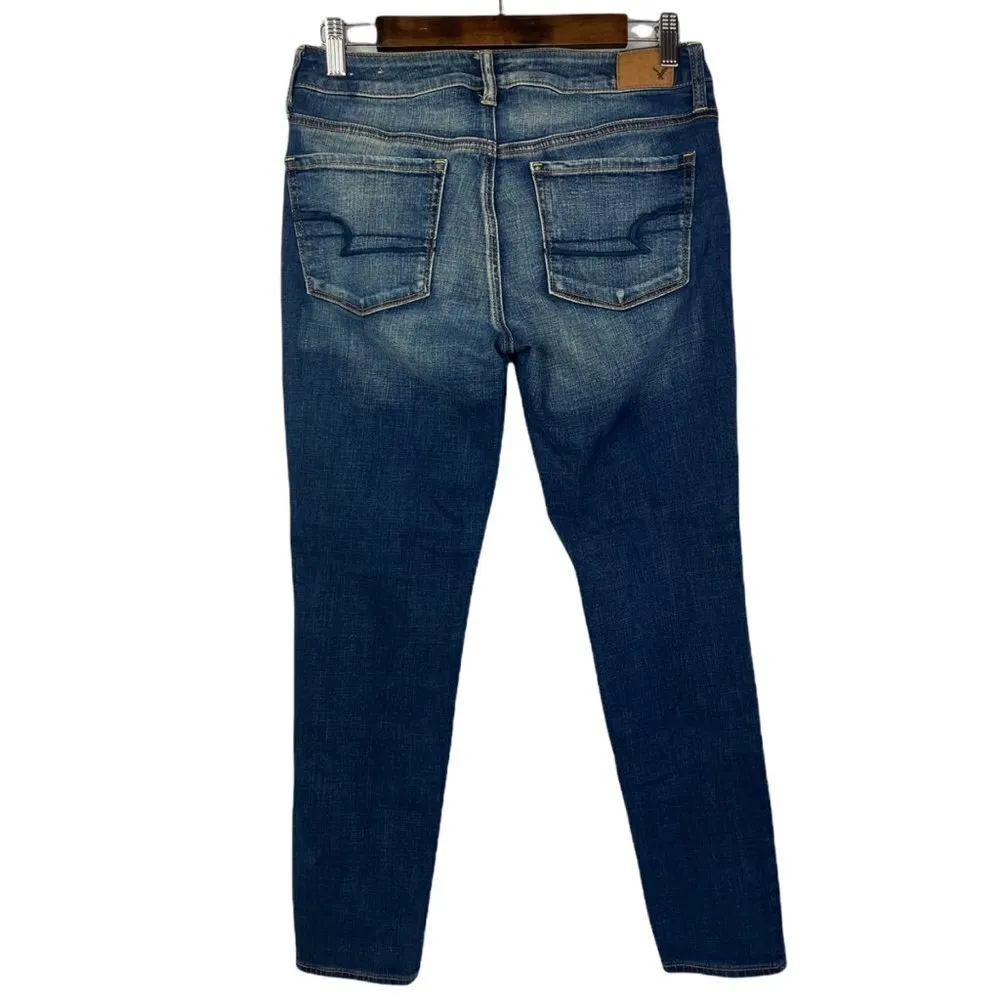 American Eagle AEO Dark Wash Skinny Super Stretch Jeans 8 Short - Image 3