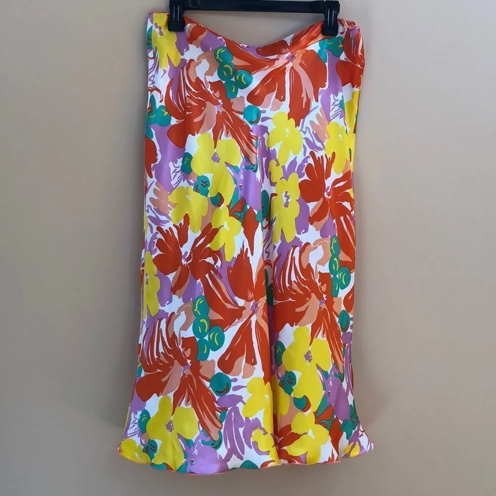 Floral Silk Midi Skirt 💥 Size 42 - Image 7