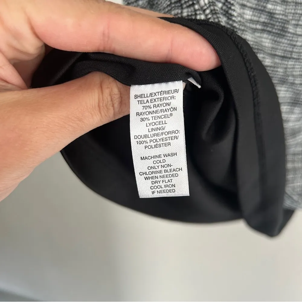 🦋  Black White Cinched Waist Short Sleeve Mini Dress Office Formal XS - Image 3