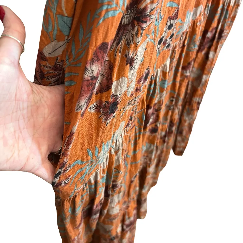Natural Life Rebecca Midi Dress | Orange Tropical Floral | Size M | Pockets! - Image 7