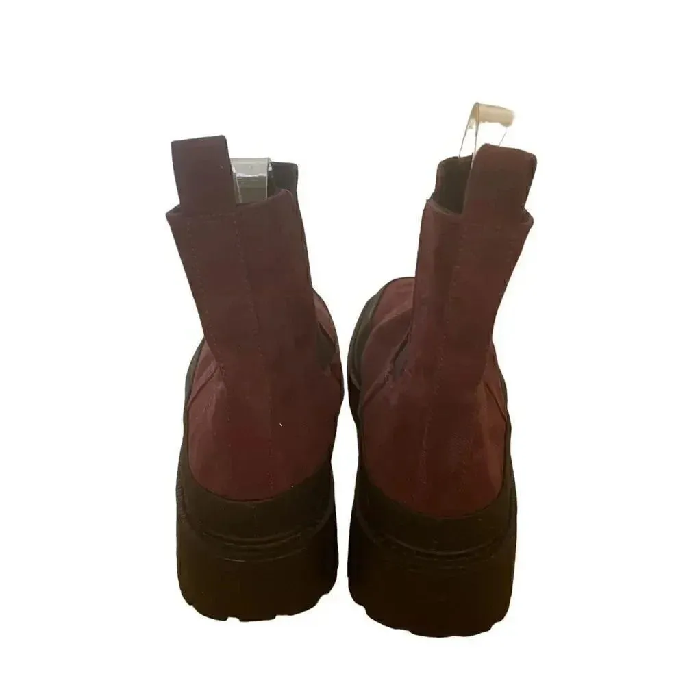 Nordstrom Rack Bellamy Faux Suede Chelsea Boots Wine Womens 8.5 Waterproof - Image 5