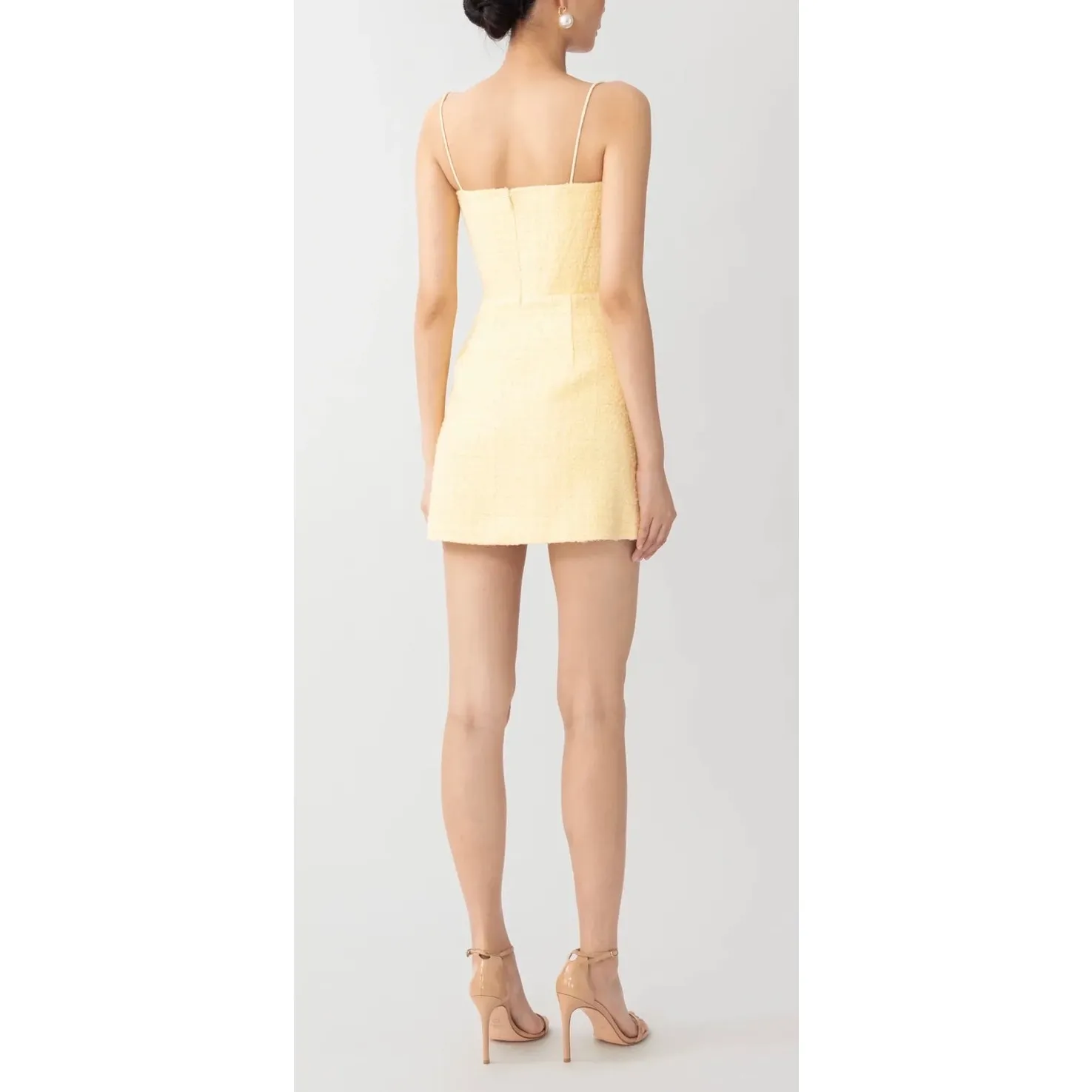 Sau Lee Mini Dress Andi Tweed Dress in Butter Yellow New No Tag $450 size 6 - Image 3