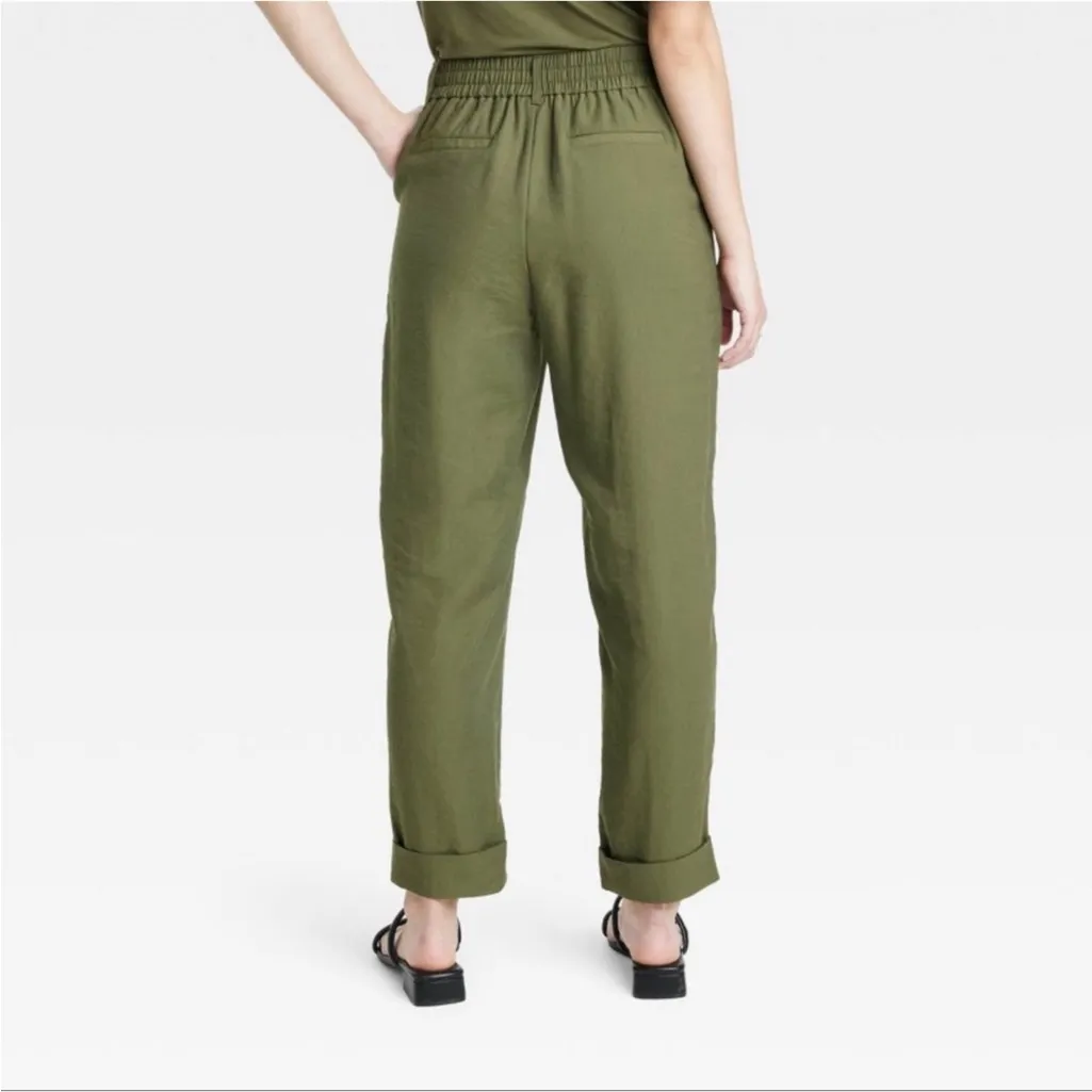 Women's High-Rise Slim Fit Effortless Pintuck Ankle Pants A New Day Olive size 4 - Image 11