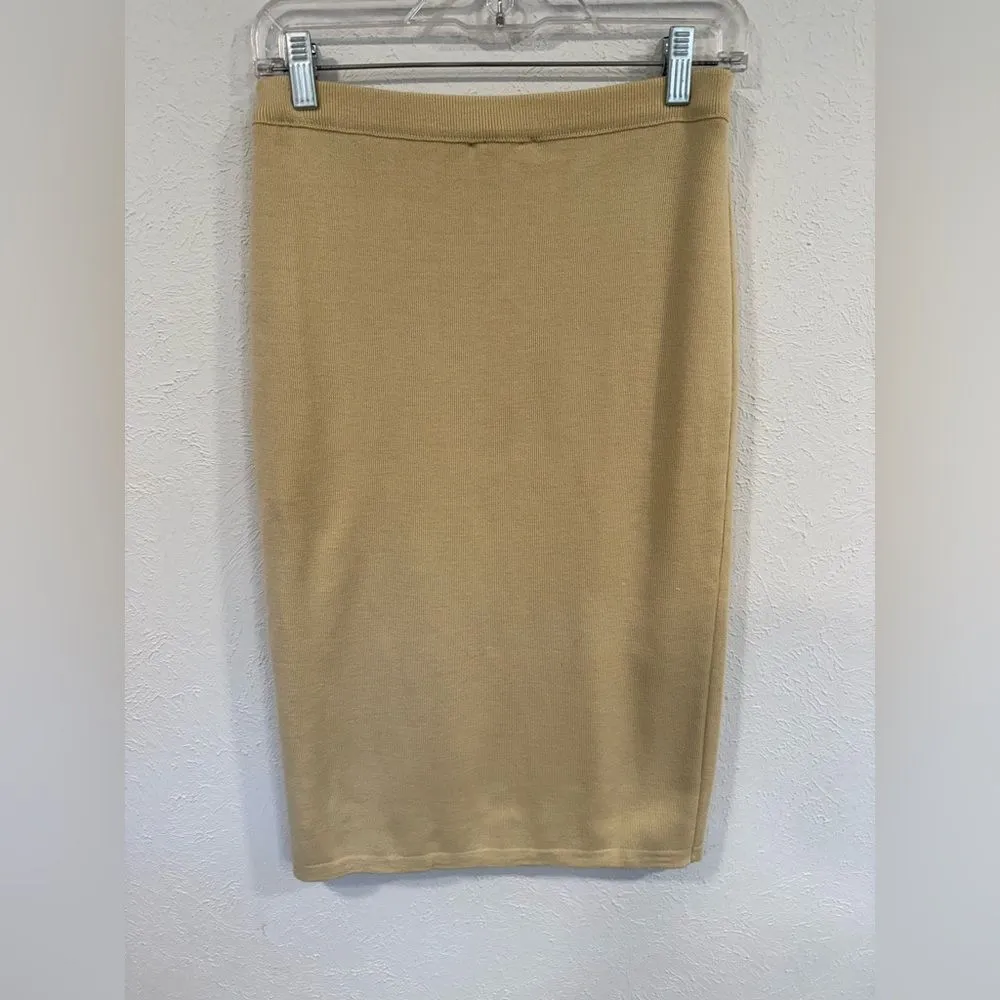 Vintage Gispa Italy Merino Wool Pencil Skirt Butter Yellow Approx Size 2 - Image 2