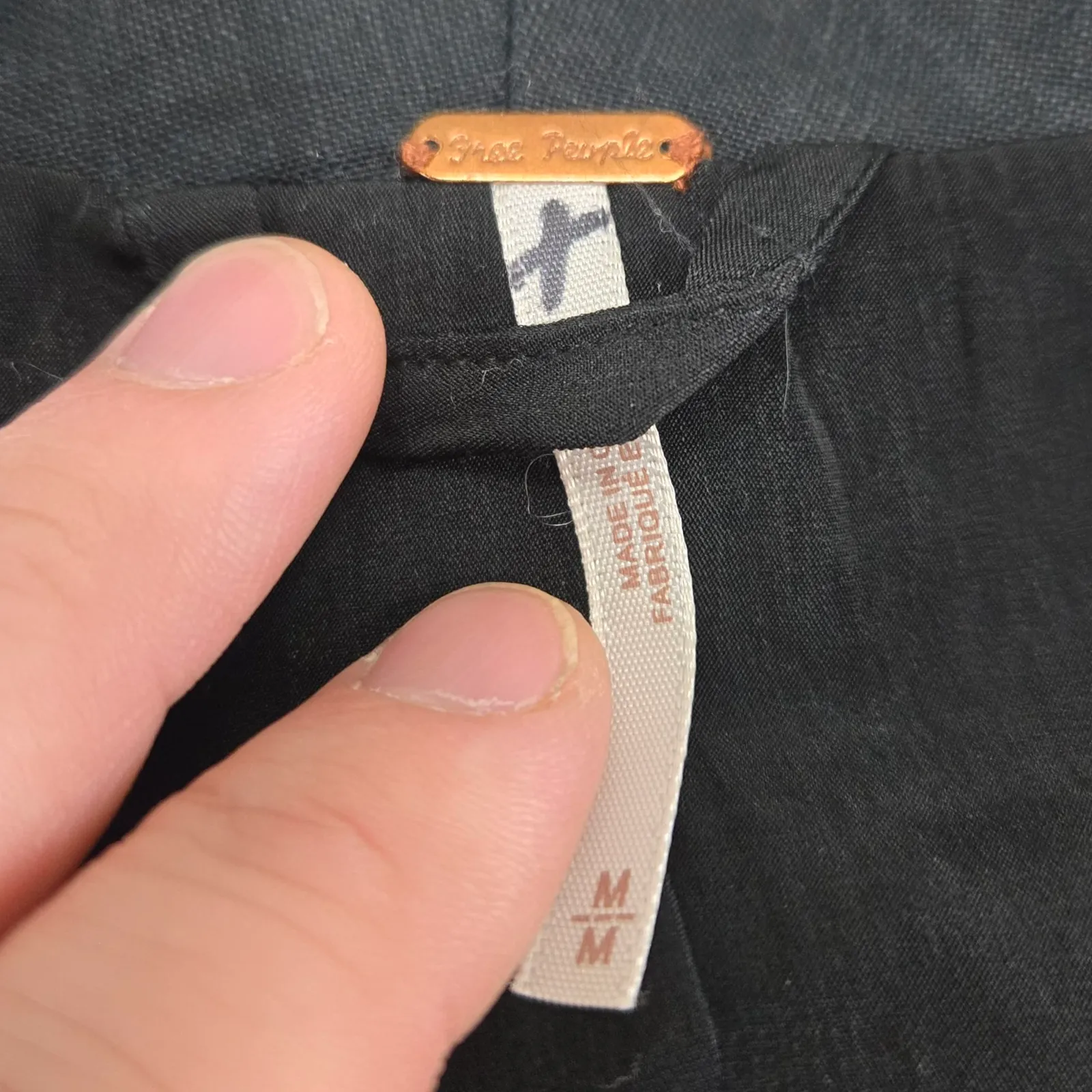 Free People Black Tencel Linen Blend Single Button Blazer Jacket Size Medium - Image 6