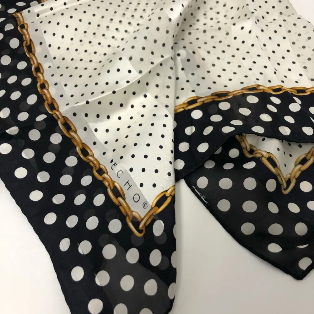 Echo Vintage Silk Polka Dot Chain Print Scarf Square - Image 2
