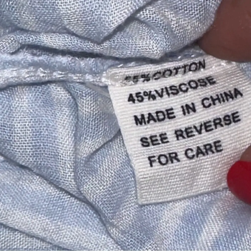 NU New York Women’s One Size Blue White Striped Cotton Viscose Button Up Shirt - Image 7