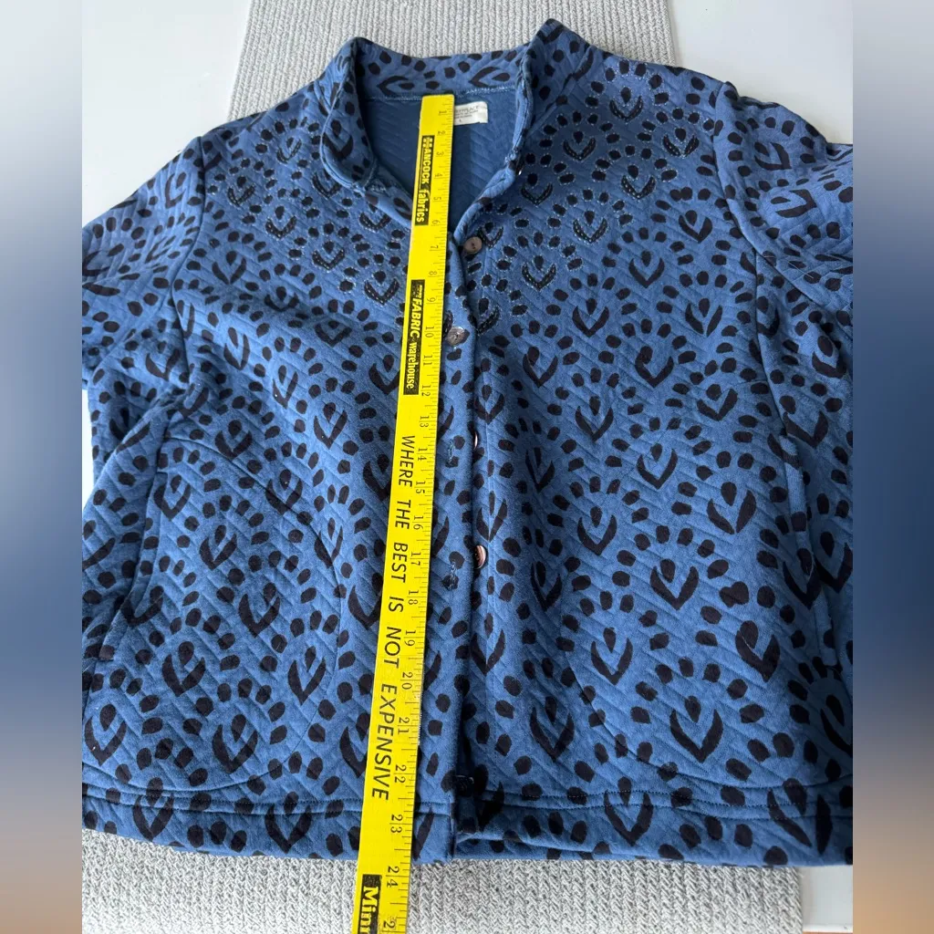 Handmade Marketplace Made in India Cobalt Blue and Black Quilted Cotton Jacket L Size L - Image 8