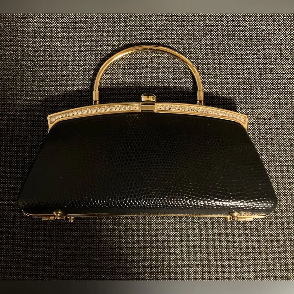 VTG Clutch Purse Rhinestones Gold - Image 4