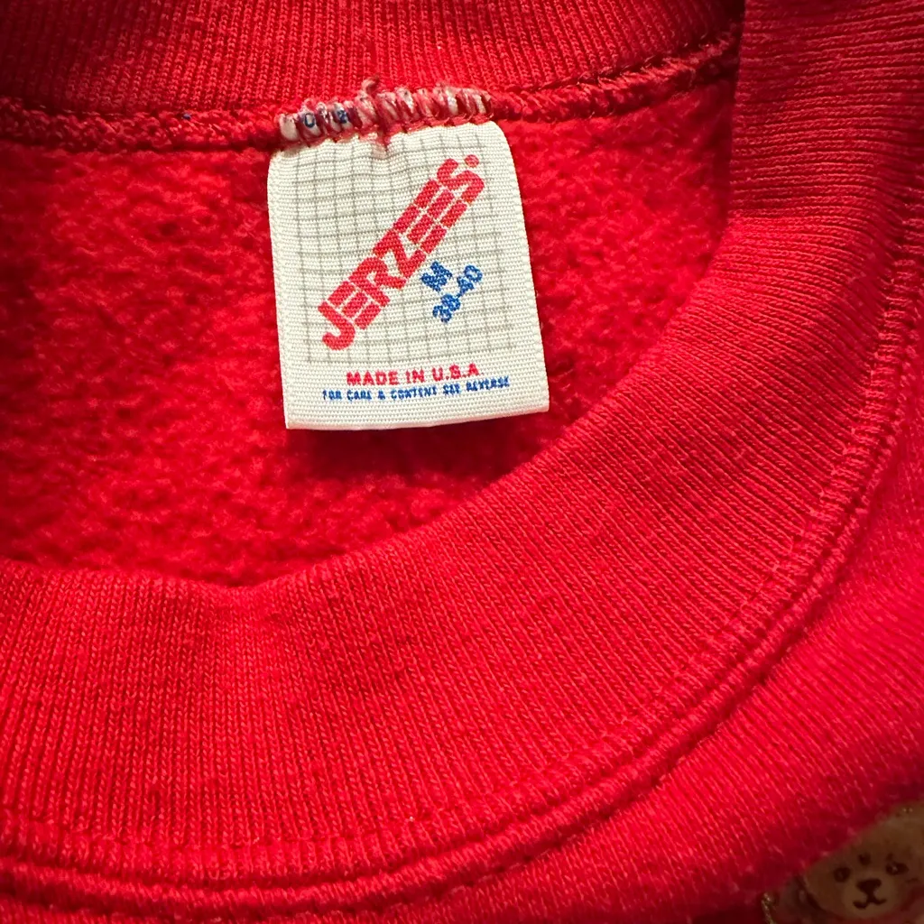 Vintage 90s Christmas Cat Sweatshirt Made in USA Red Crewneck M - Image 4