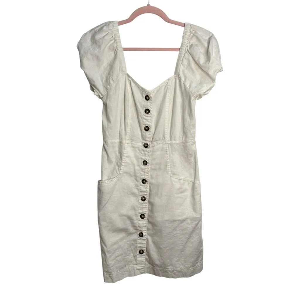 Madewell Linen Cotton Puff Sleeve Mini Dress - Image 2