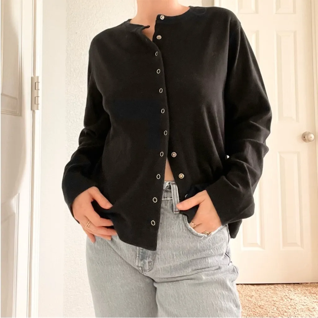 Vintage Faded Glory Black Button Snap Front Top - Image 5