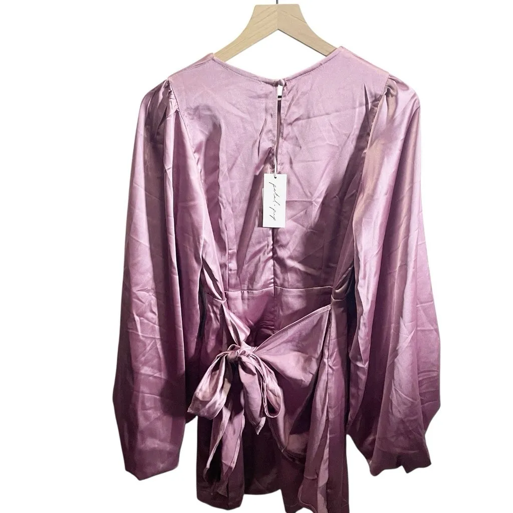 Petal and Pup Emillia Purple Puff Sleeve Satin Mini Dress 6 NWT - Image 5